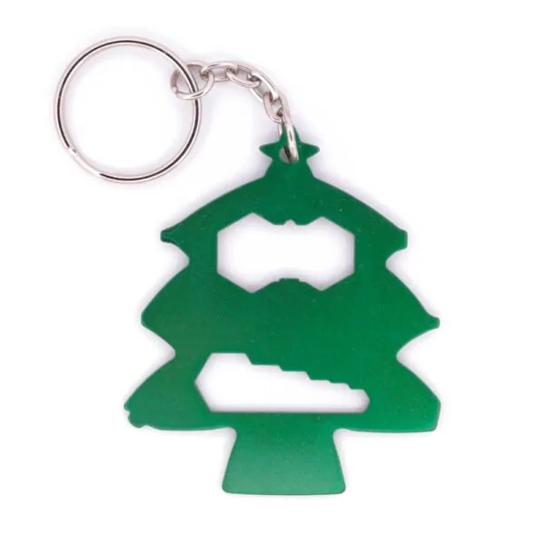 Christmas Tree Keychain Multitool with 14 tools product photo - top view backside