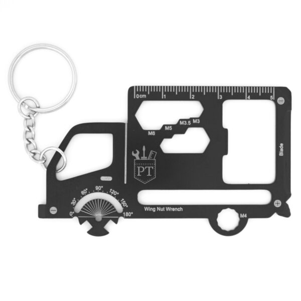 Truck Keychain Multitool with 20 tools product photo - top view backside