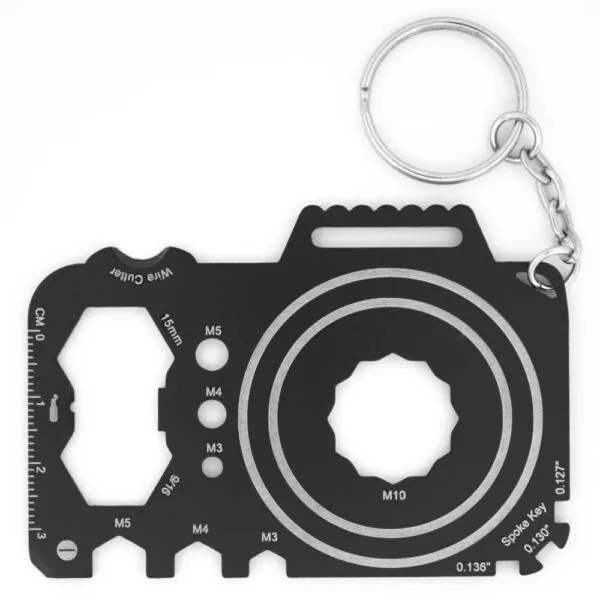 Camera Keychain Multitool with 21 tools product photo - top view