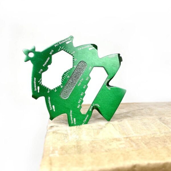 Christmas Tree Keychain Multitool cutting a box open