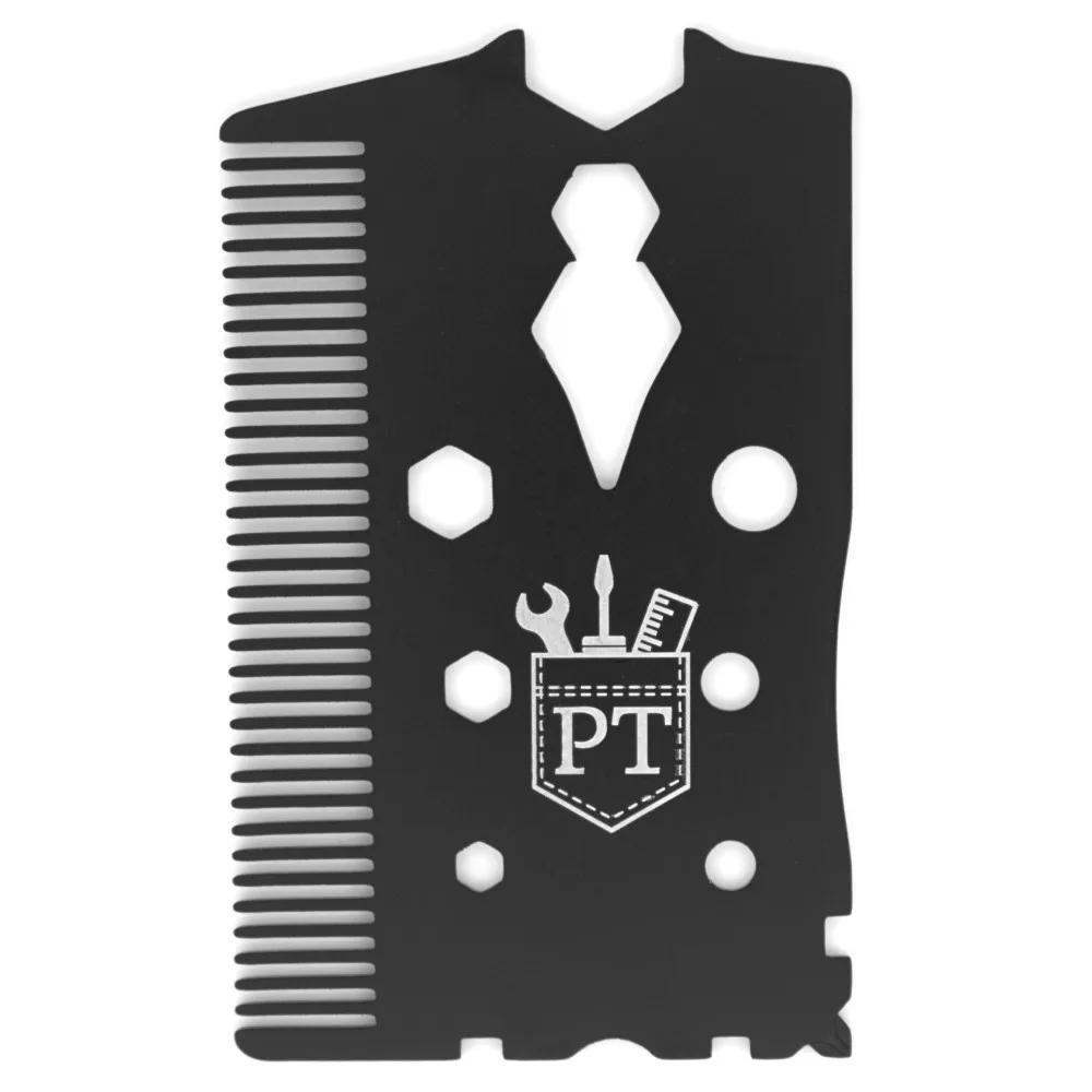 Credit Card Comb Multitool with 18 tools product photo - top view backside