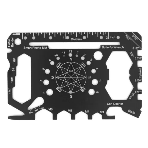 Credit Card Multitool 3 with 57 tools product photo - top view backside