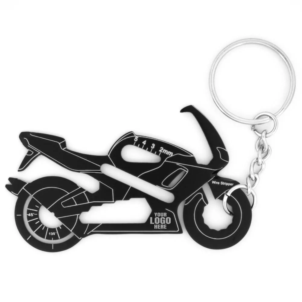 Motorcycle Keychain Multitool saying YOUR LOGO HERE