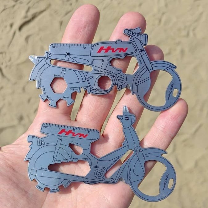 Both Honda SS50 and Honda C50 Pocket Tools multitools in hand